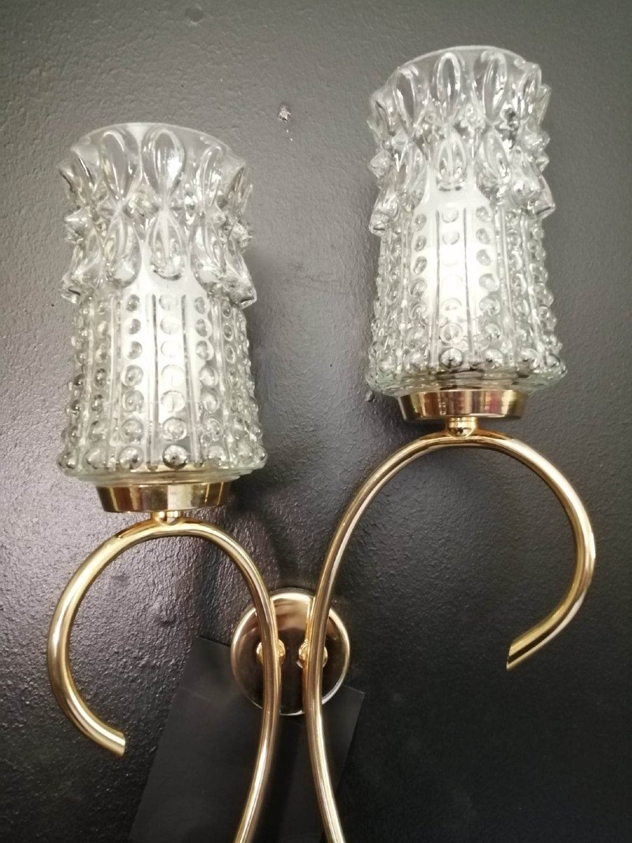 Pair Of 1950s Sconces In Golden Metal-photo-3