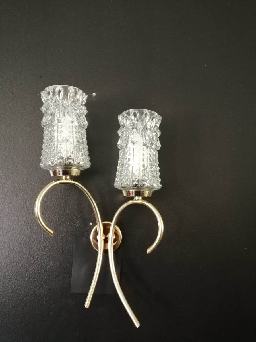 Pair Of 1950s Sconces In Golden Metal-photo-5