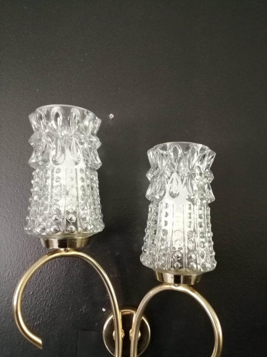 Pair Of 1950s Sconces In Golden Metal-photo-7