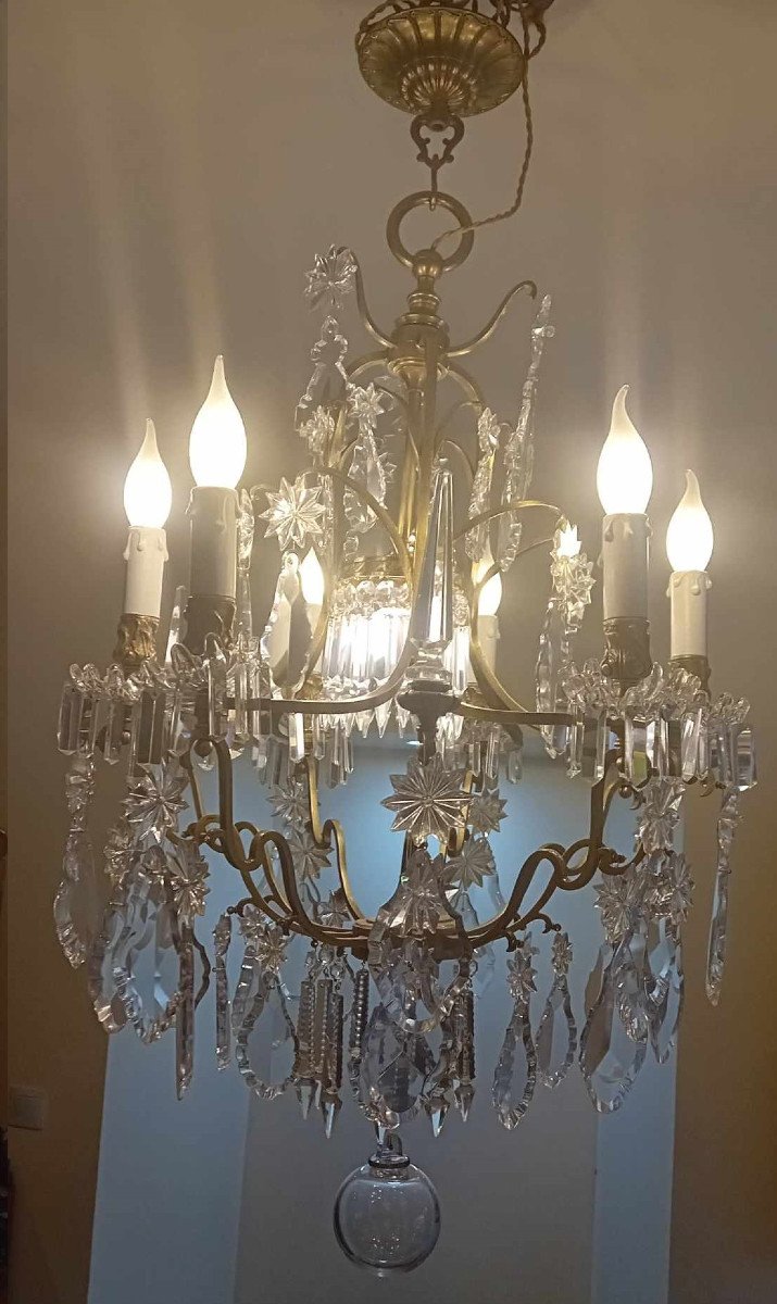 Large Crystal Chandelier Period 1st Half Of 20th Century.-photo-2