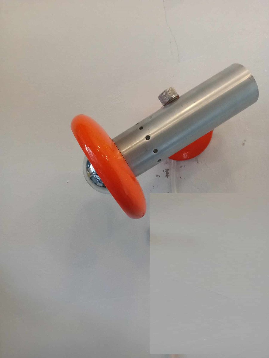 1970s Orange And Brushed Stainless Steel Spotlight-photo-2