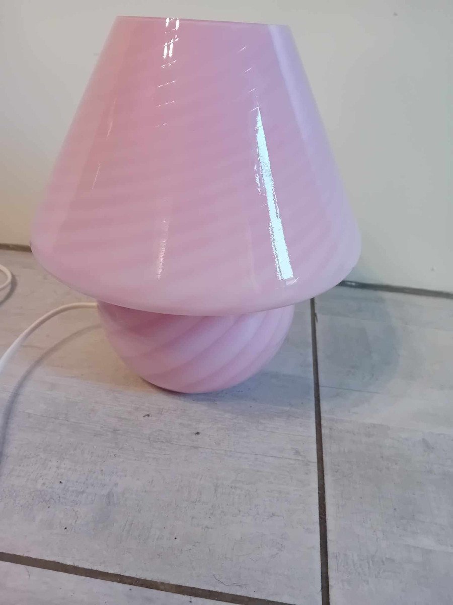 Murano Pink Mushroom Lamp 70's-photo-4