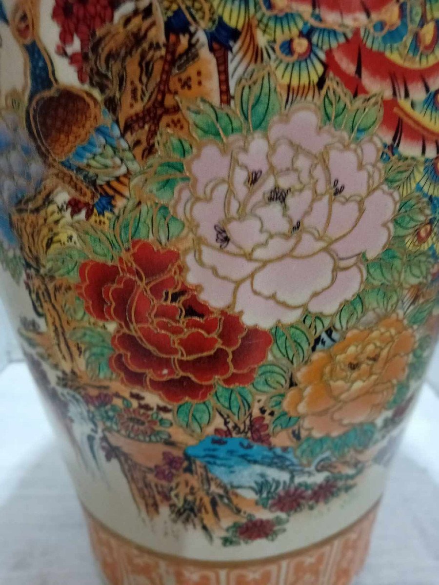 Grand Vase En Porcelaine Satsuma à Décor Chinois Tung Chi-photo-5