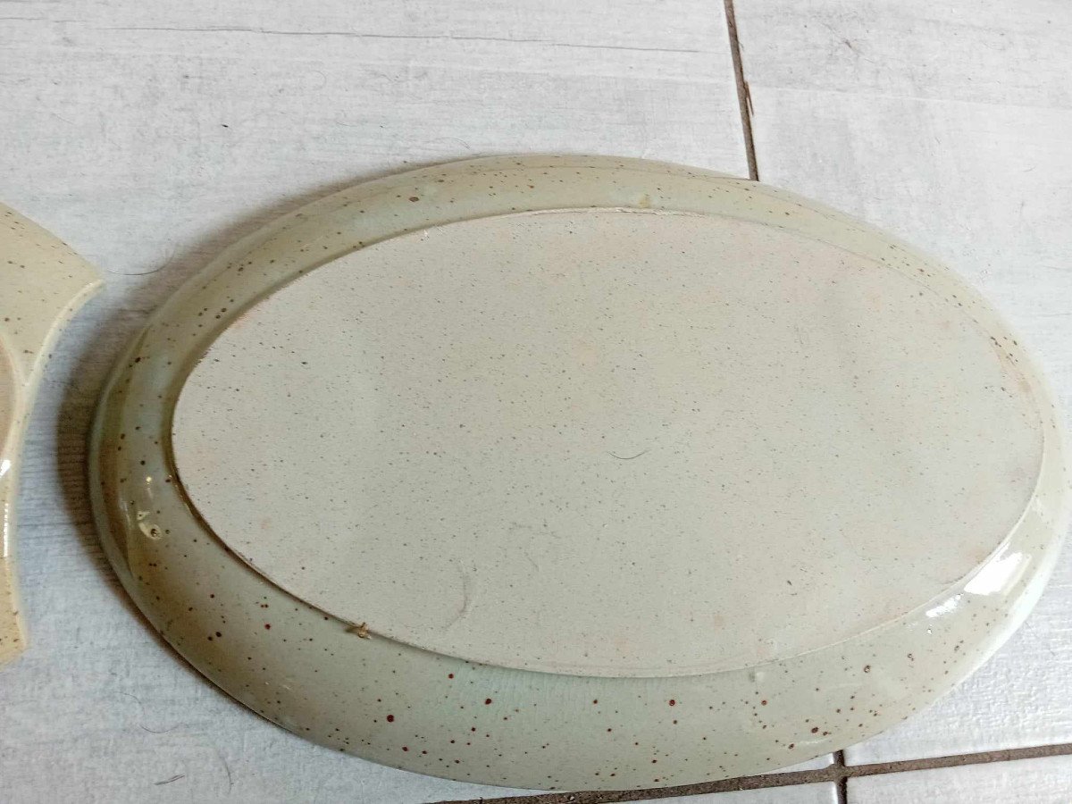 Asparagus Dish In Glazed Stoneware Signed Osul-photo-4