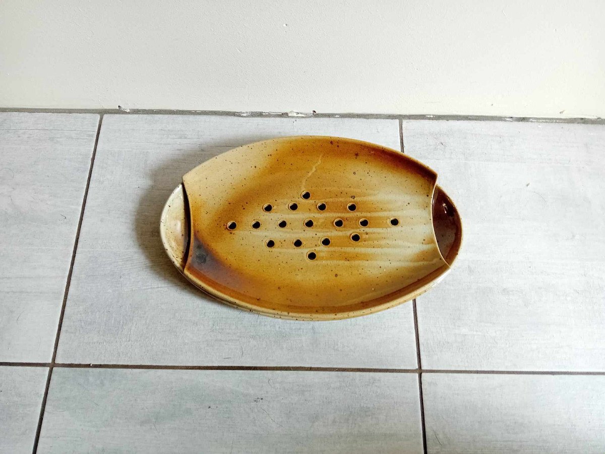 Asparagus Dish In Glazed Stoneware Signed Osul