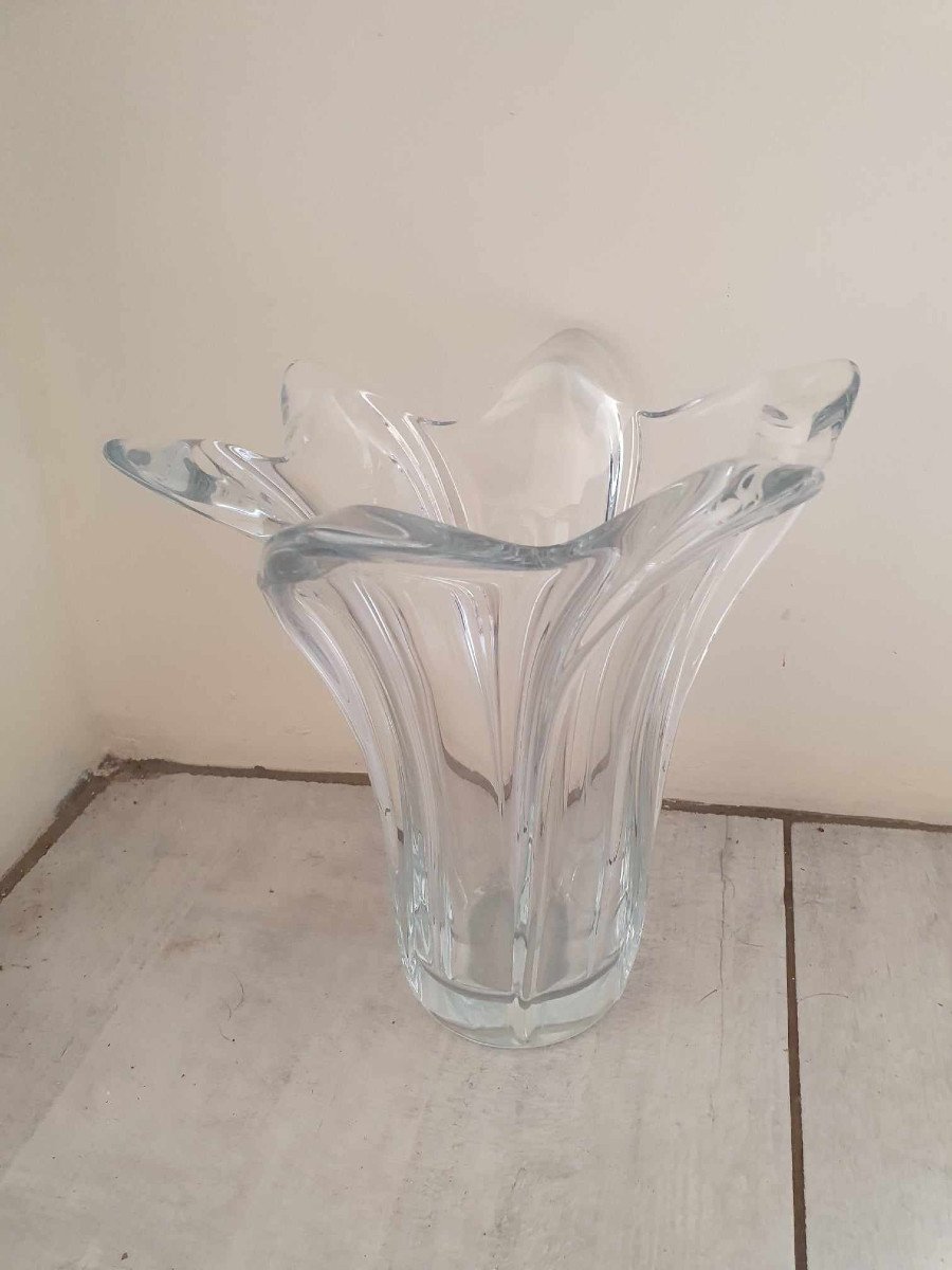 Grand Vase En Cristal Signé Bayel