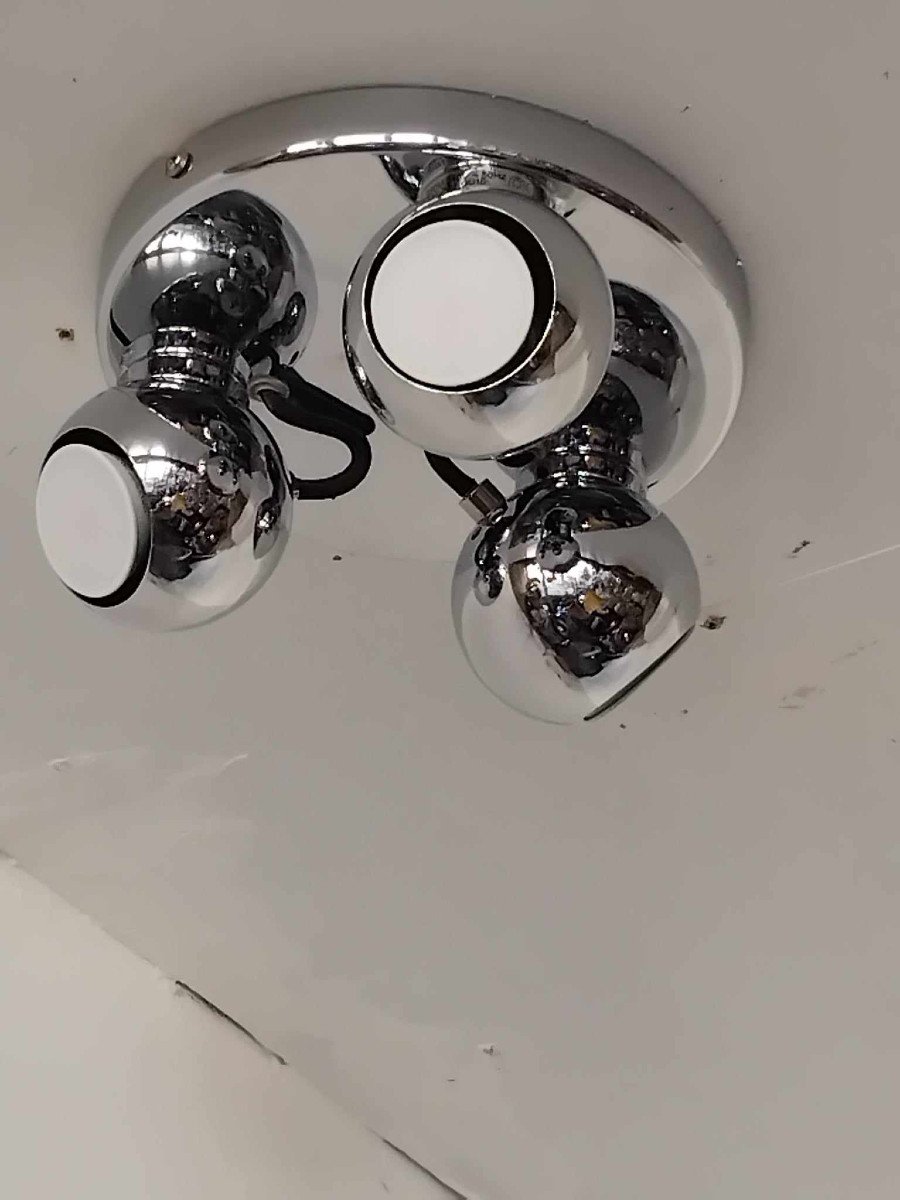 Space Art 70/80 Ceiling Light With 3 Chrome Spotlights.-photo-4