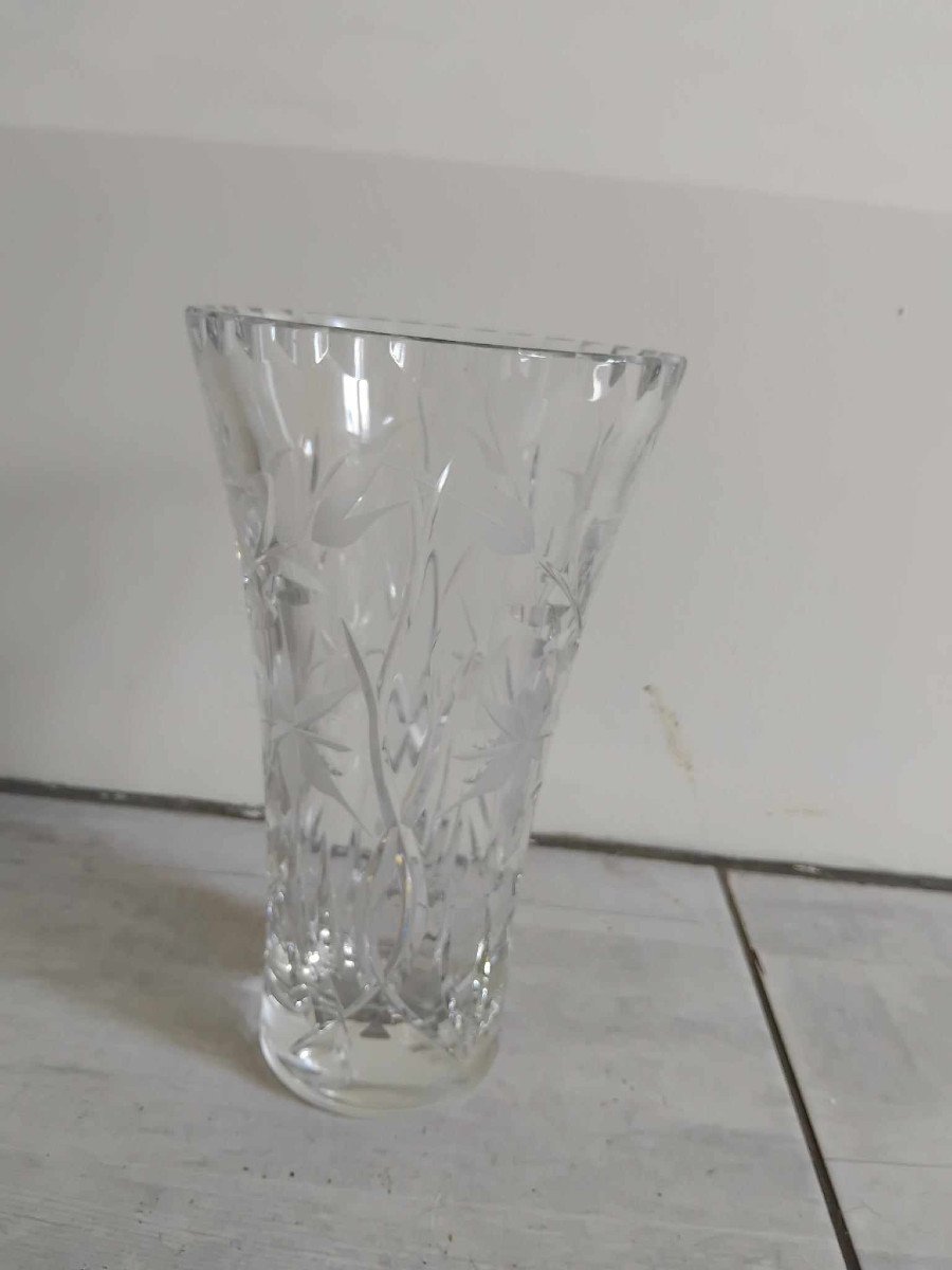 Cut Crystal Vase With Flower Decor-photo-3