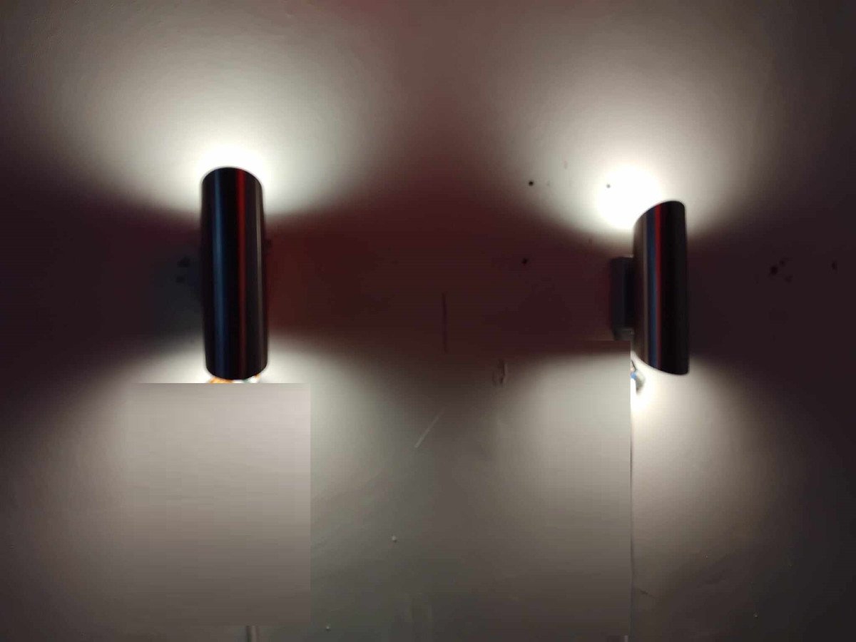 Pair Of 70s/80s Stainless Steel Tube Wall Lights-photo-1