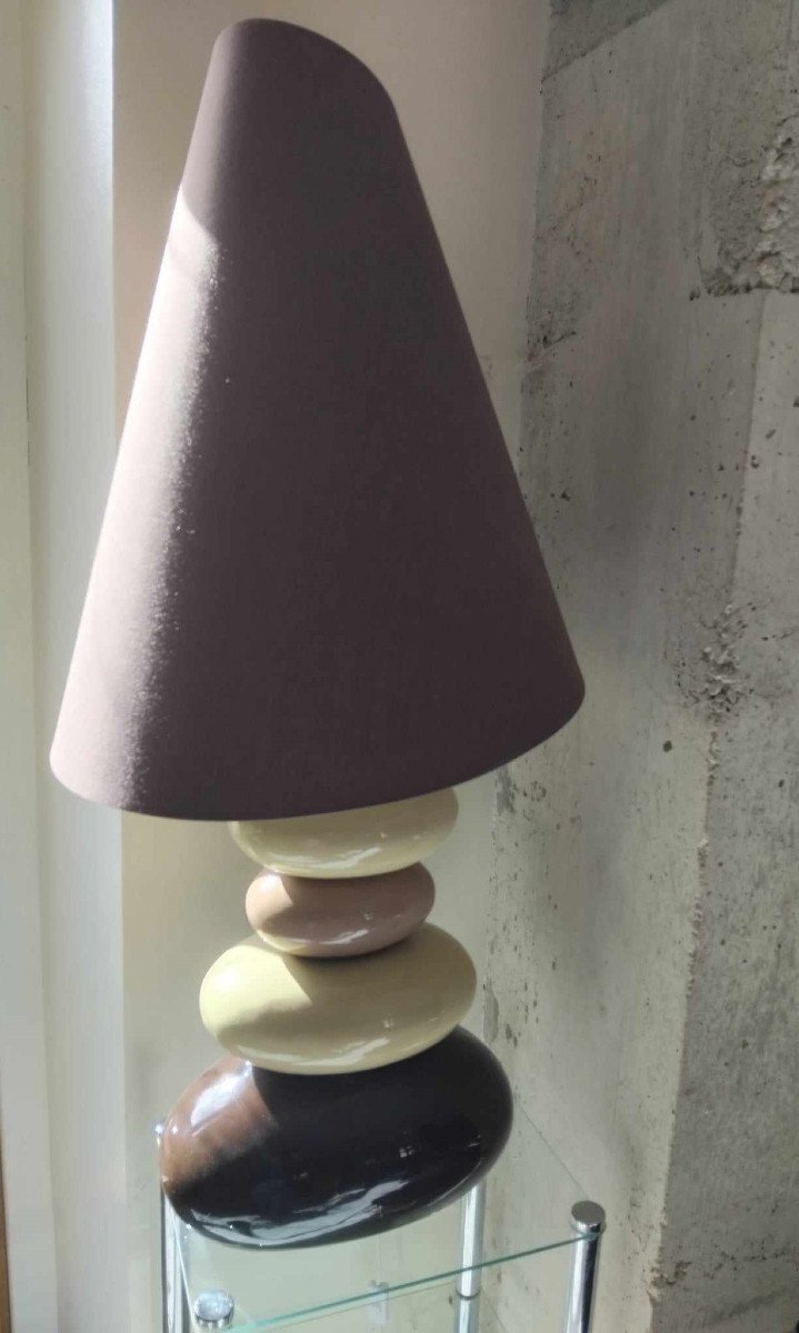 Large 5 Pebble Lamp In Glazed Ceramic From The 70s/80s By Phenix-photo-2