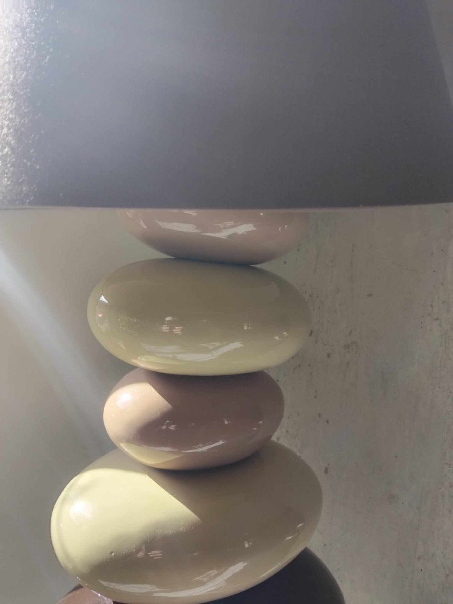 Large 5 Pebble Lamp In Glazed Ceramic From The 70s/80s By Phenix-photo-4