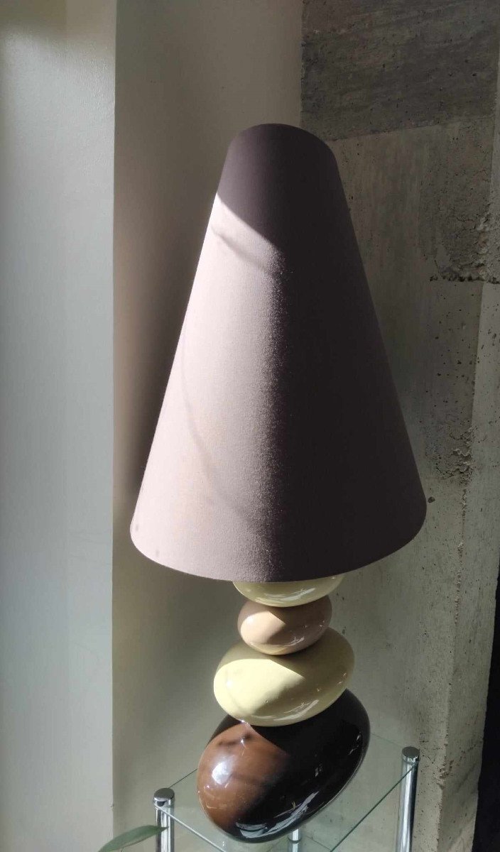 Large 5 Pebble Lamp In Glazed Ceramic From The 70s/80s By Phenix-photo-3