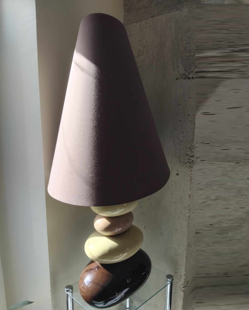 Large 5 Pebble Lamp In Glazed Ceramic From The 70s/80s By Phenix