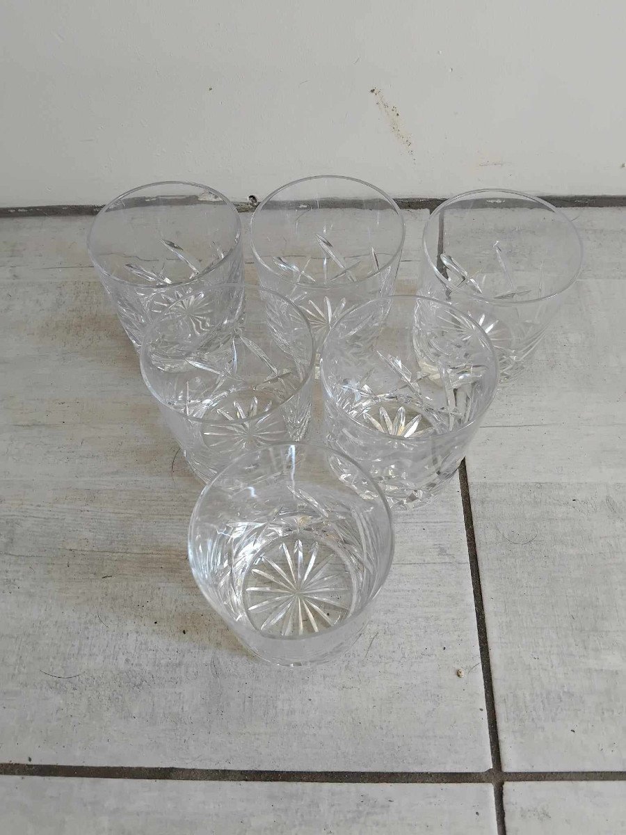 Set Of 6 Paris Crystal Whiskey Glasses, Christine Model No. 20-photo-2