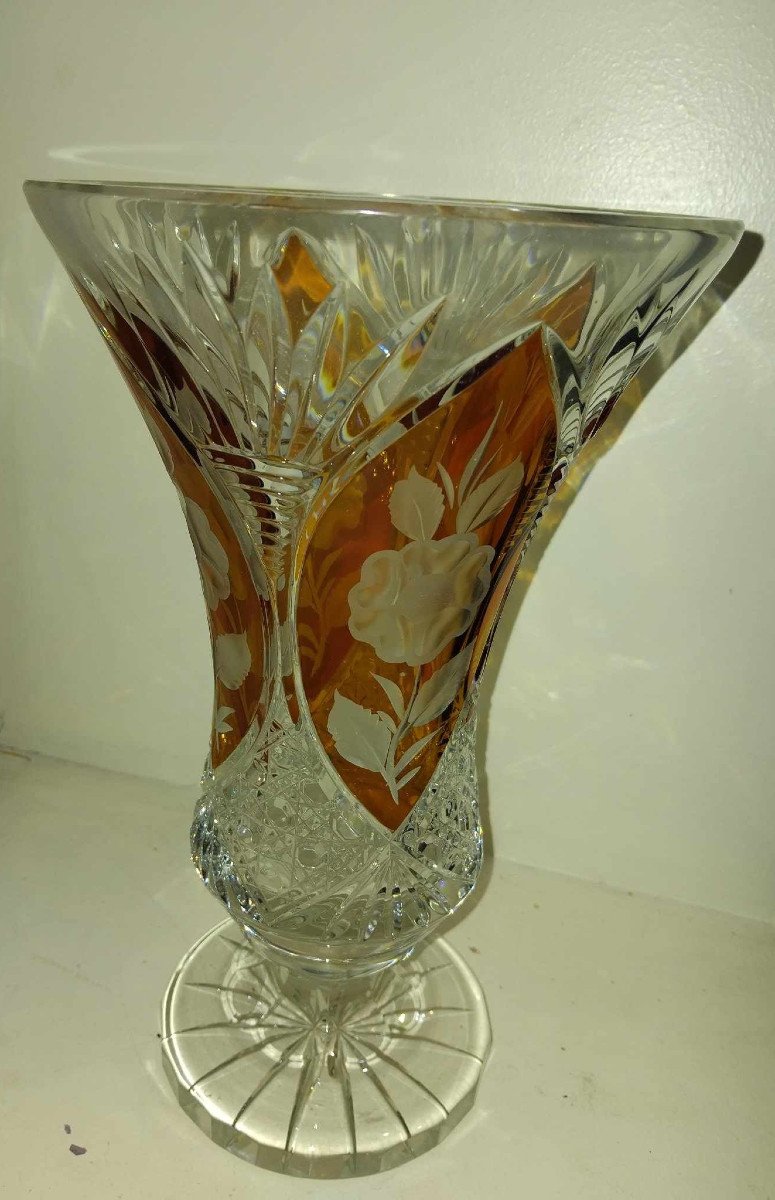 Bohemian Crystal Vase On Pedestal-photo-3