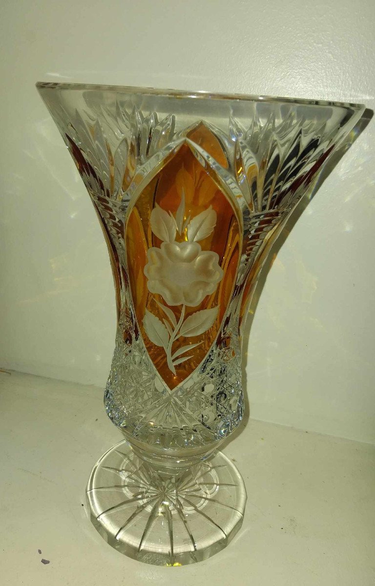 Bohemian Crystal Vase On Pedestal-photo-1