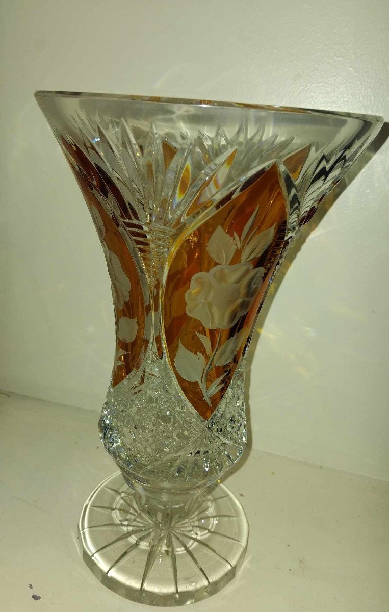 Bohemian Crystal Vase On Pedestal-photo-2