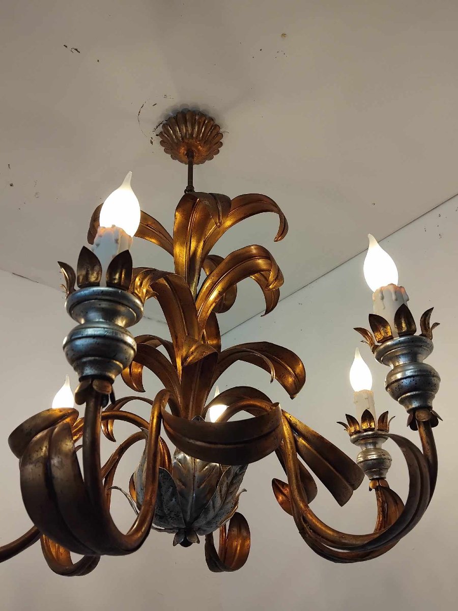 Large Hollywood Regency Chandelier With 6 Arms, 1960s/70s-photo-3