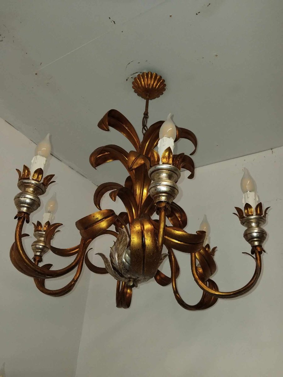 Large Hollywood Regency Chandelier With 6 Arms, 1960s/70s-photo-4