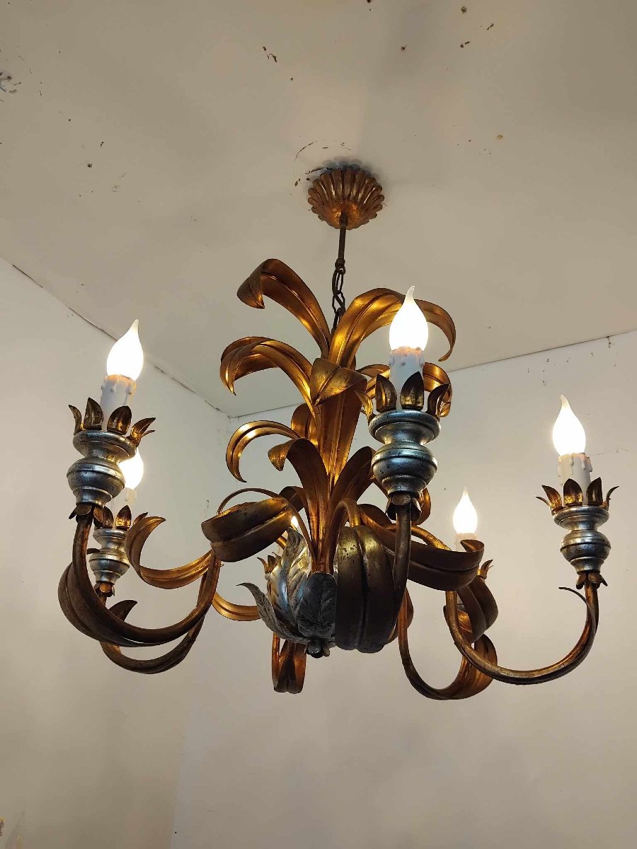 Large Hollywood Regency Chandelier With 6 Arms, 1960s/70s-photo-1