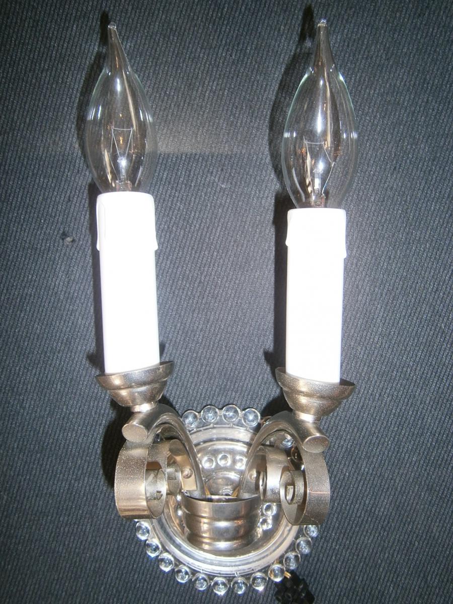 Pair Of Art Deco Applies To 2 Sconces-photo-2