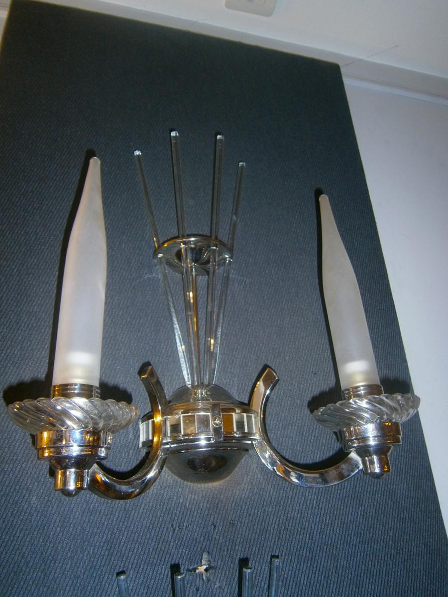 Vintage Art Deco Beautiful Pair Of Wall Sconces 2-photo-1