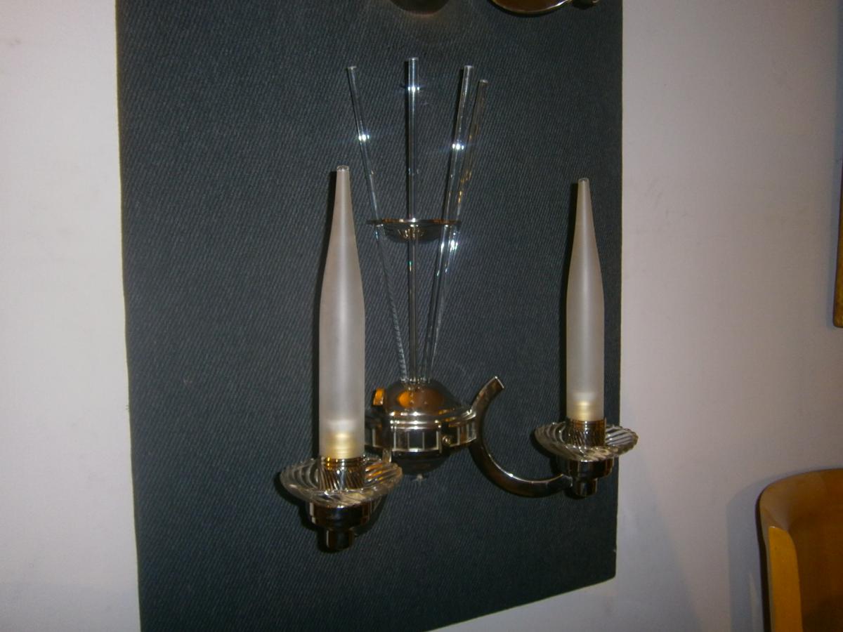 Vintage Art Deco Beautiful Pair Of Wall Sconces 2-photo-5