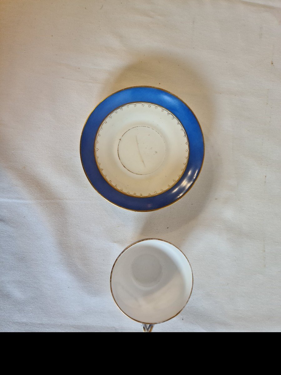 Porcelain From Sarreguemines, Cup And Under Cup-photo-1