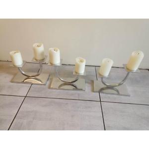 Suite Of 3 Design 70 Candlesticks With 2 Arms