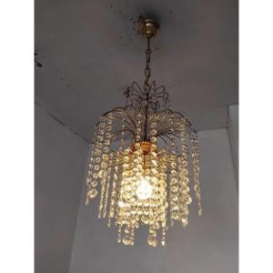 1970s Hollywood Regency Crystal Chandelier