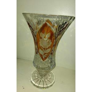 Bohemian Crystal Vase On Pedestal