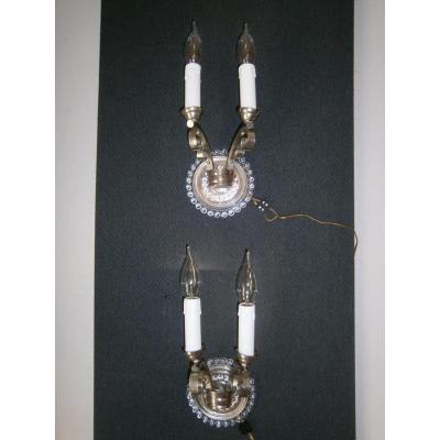 Pair Of Art Deco Applies To 2 Sconces