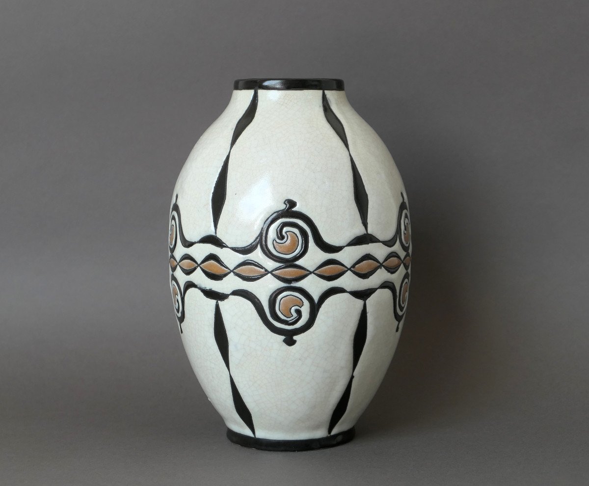 Charles Catteau - Vase En Grès Africaniste - Décor D821-photo-3