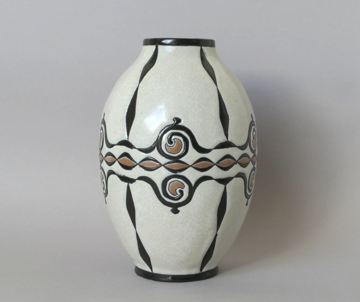 Charles Catteau - Vase En Grès Africaniste - Décor D821-photo-4