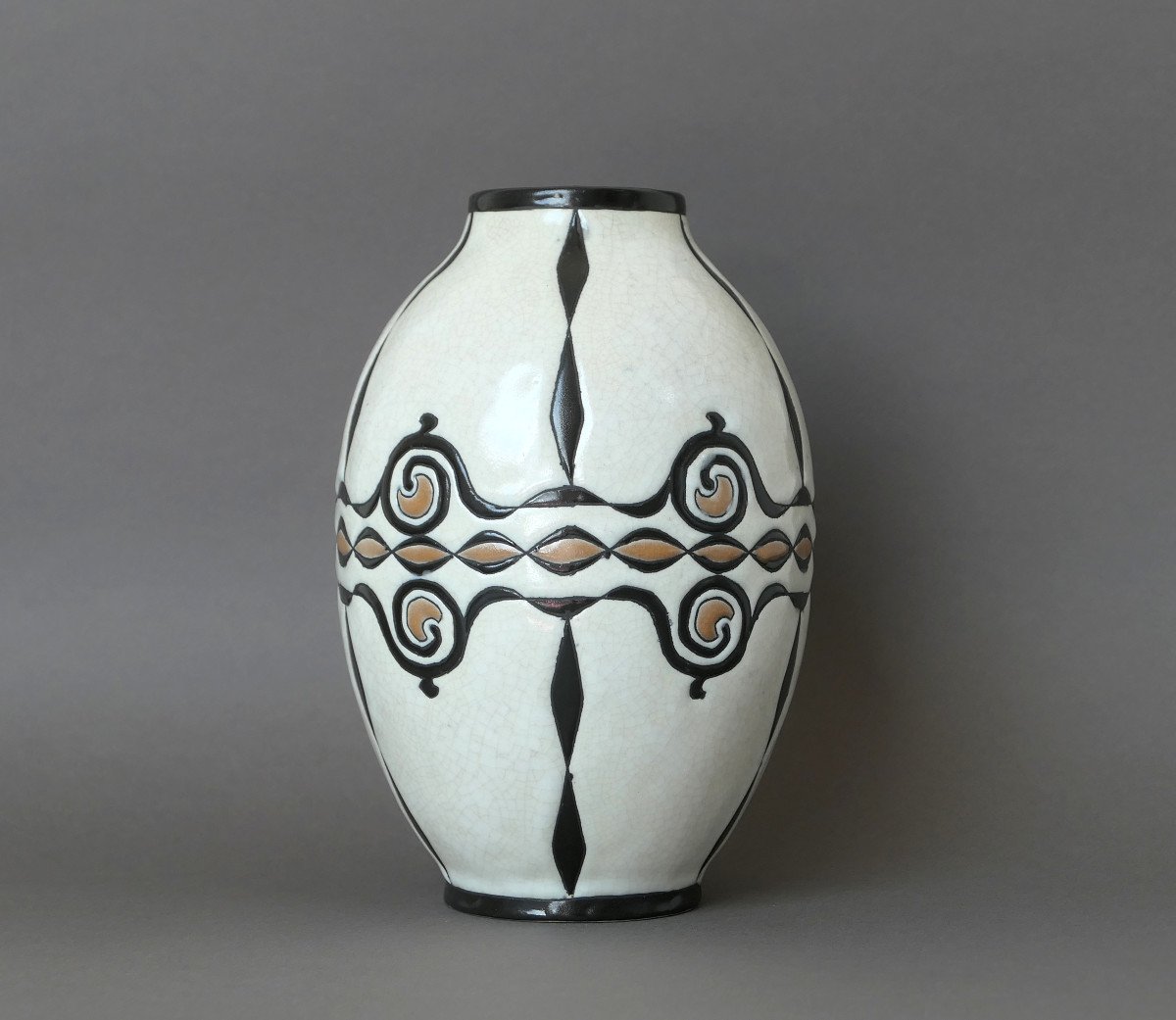 Charles Catteau - Vase En Grès Africaniste - Décor D821