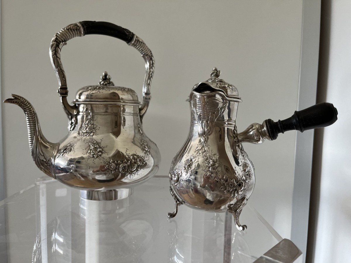 A Set : A French Silver Teapot And Coffee Pot By Boin-taburet From Paris (at The End Of 19th)