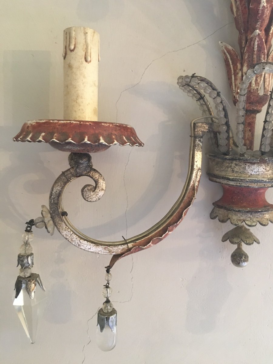 Pair Of Sconces With 2 Branches Late 19th Early 20th -photo-5