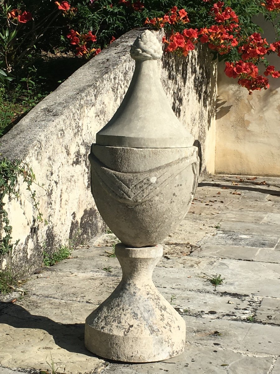 Pair Of 18th Century Stone Covered Pots-photo-1