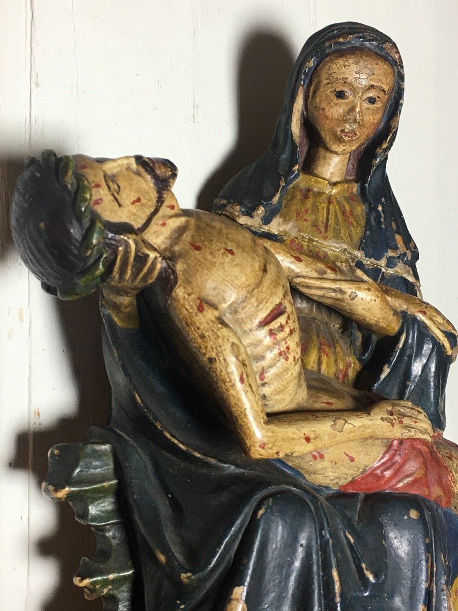 XVth Polychrome Marble Pieta-photo-3