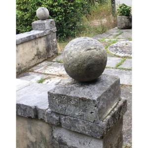 Pair Of Balls On Stone Bases XIX