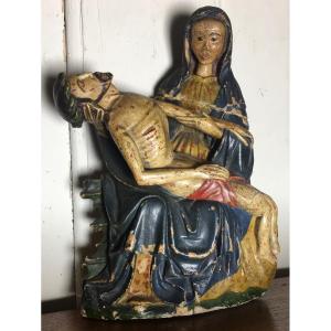 Pieta En Marbre Polychrome XV ème 