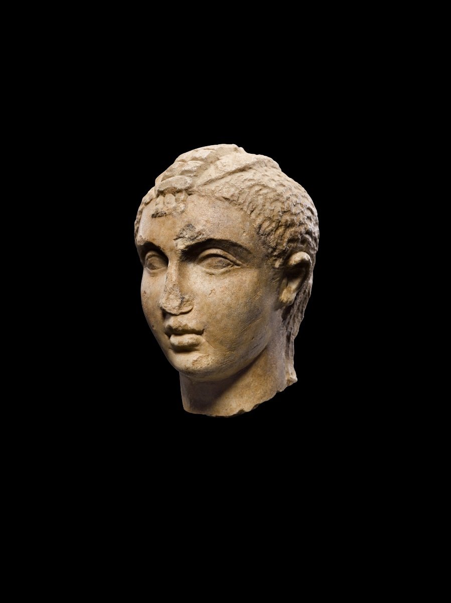Ancienne Romain Portrait Tête De Fille en marbre, 2nd Century Rome-photo-2