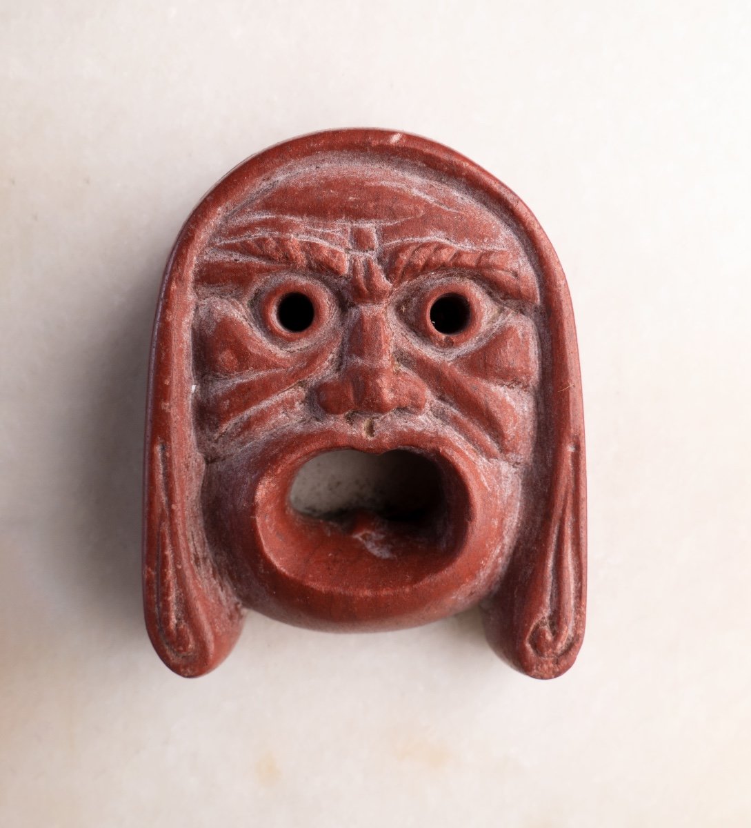 Ancient Roman Red Jasper Applique Of Tragic Actor