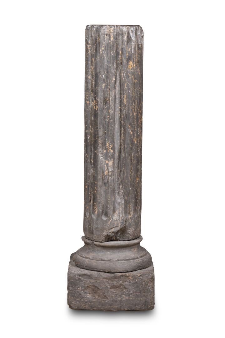 Colonne Antique Cannelée En Marbre Portoro Italien, Rome, 18ème Siècle