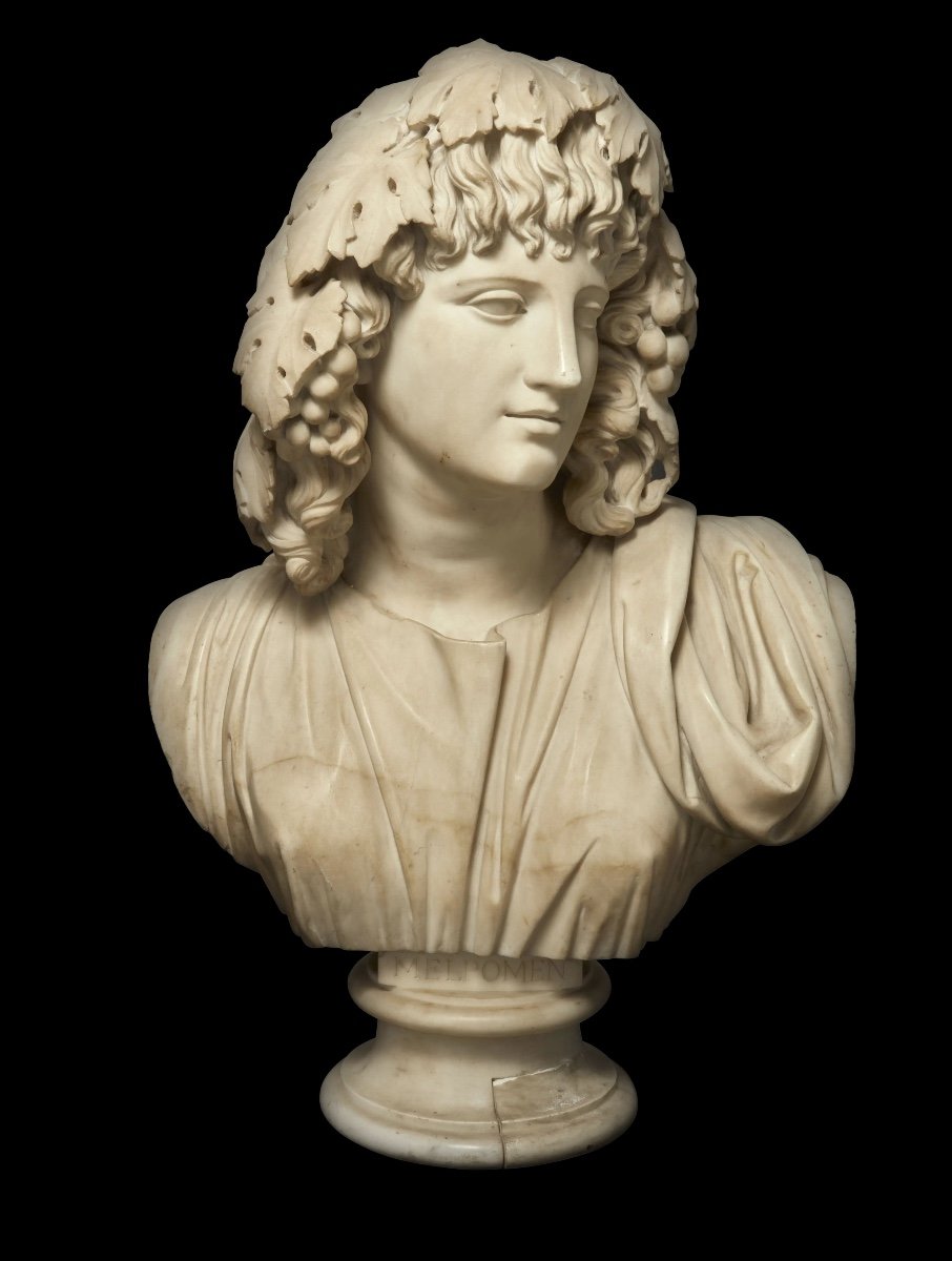 Italian Marble Bust Of Melpomene, Muse Of Tragedy