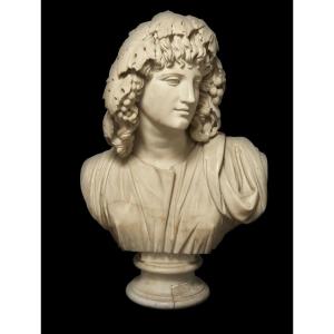 Italian Marble Bust Of Melpomene, Muse Of Tragedy