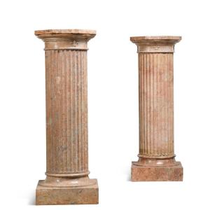 Pair Of 19th Pink Marble Plinths