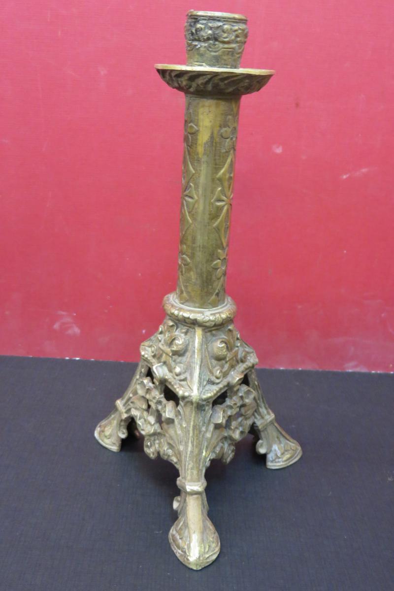 Pair Of Candlesticks Copper De Petite 19th Time.-photo-2