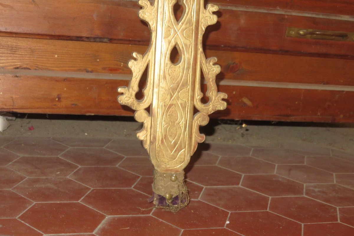 Processional Cross In Golden Wood, Early 19th Time.-photo-2