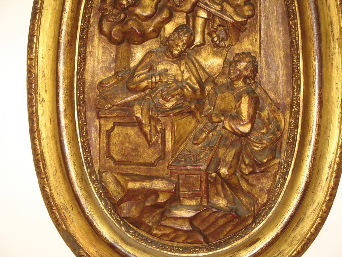 Scene With Christ, In Carved Wood, Gilded, 18th Century.-photo-4